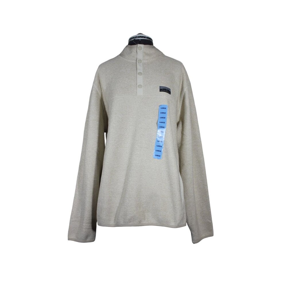 Eddie Bauer men's 1/4 snap mock neck knit classic fit sweater fleece pullover L